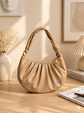 Velvet Touch Ruched Crescent Bag