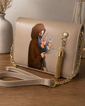 Elegant Hijabi Art Crossbody Bag with Pearl & Gold Tassel Charm