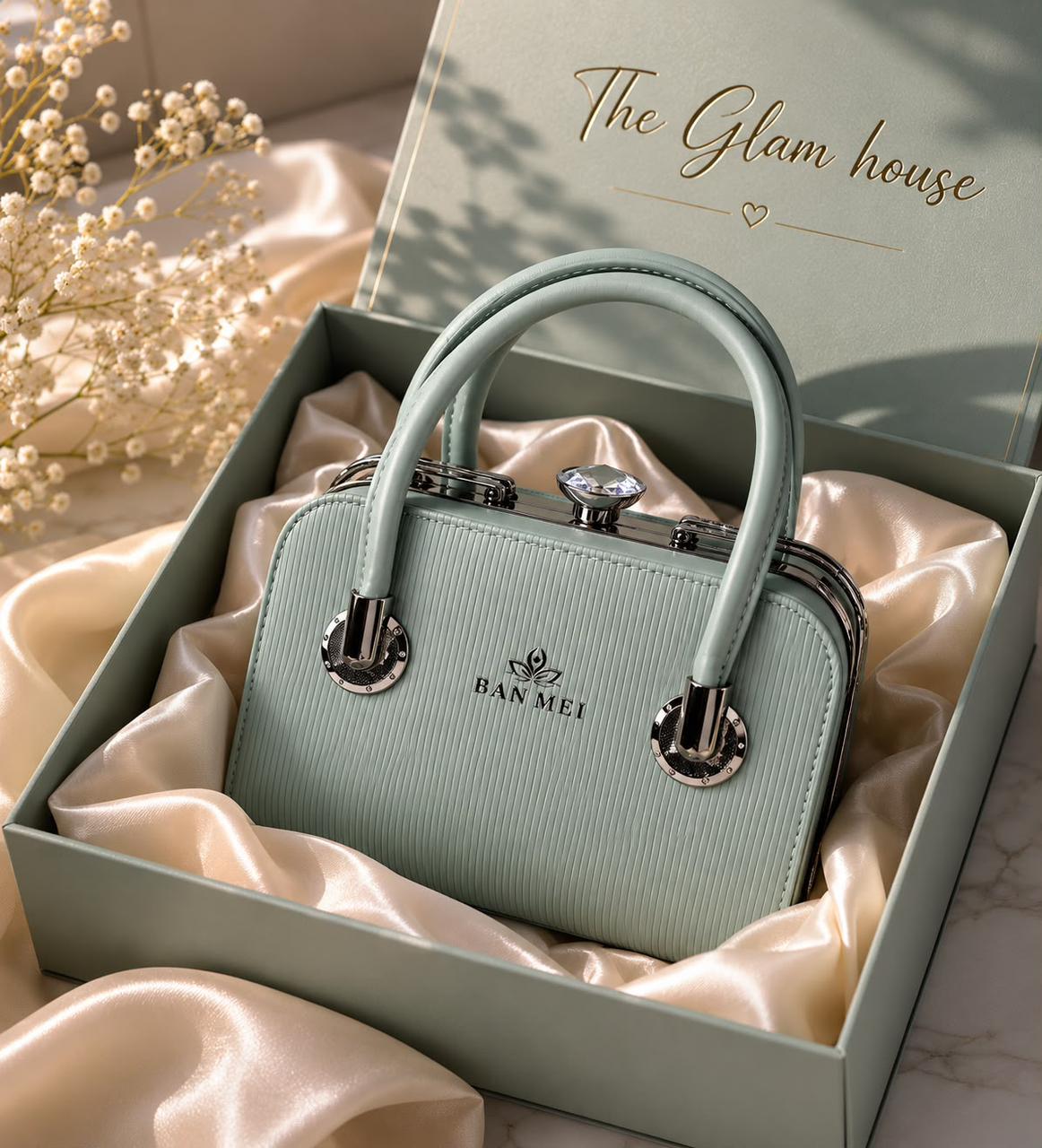 Premium Modern Luxury Structured Top-Handle Bag - Mint Green